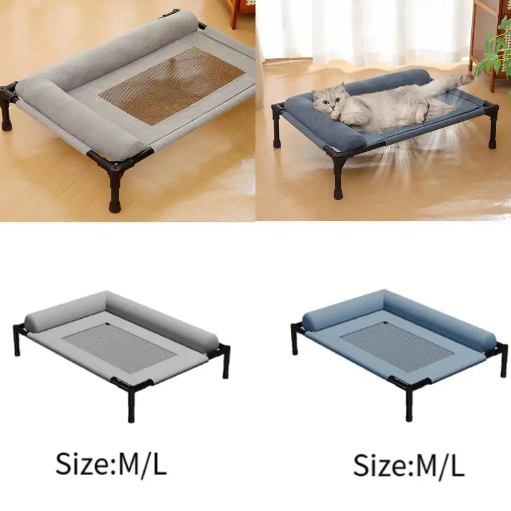 Elevated Cooling Dog Bed Outdoor Raised Cat Bed Pet Washable Raised Bed Hammock Cat Bed for Cats Dogs Breathable Colth Bed
