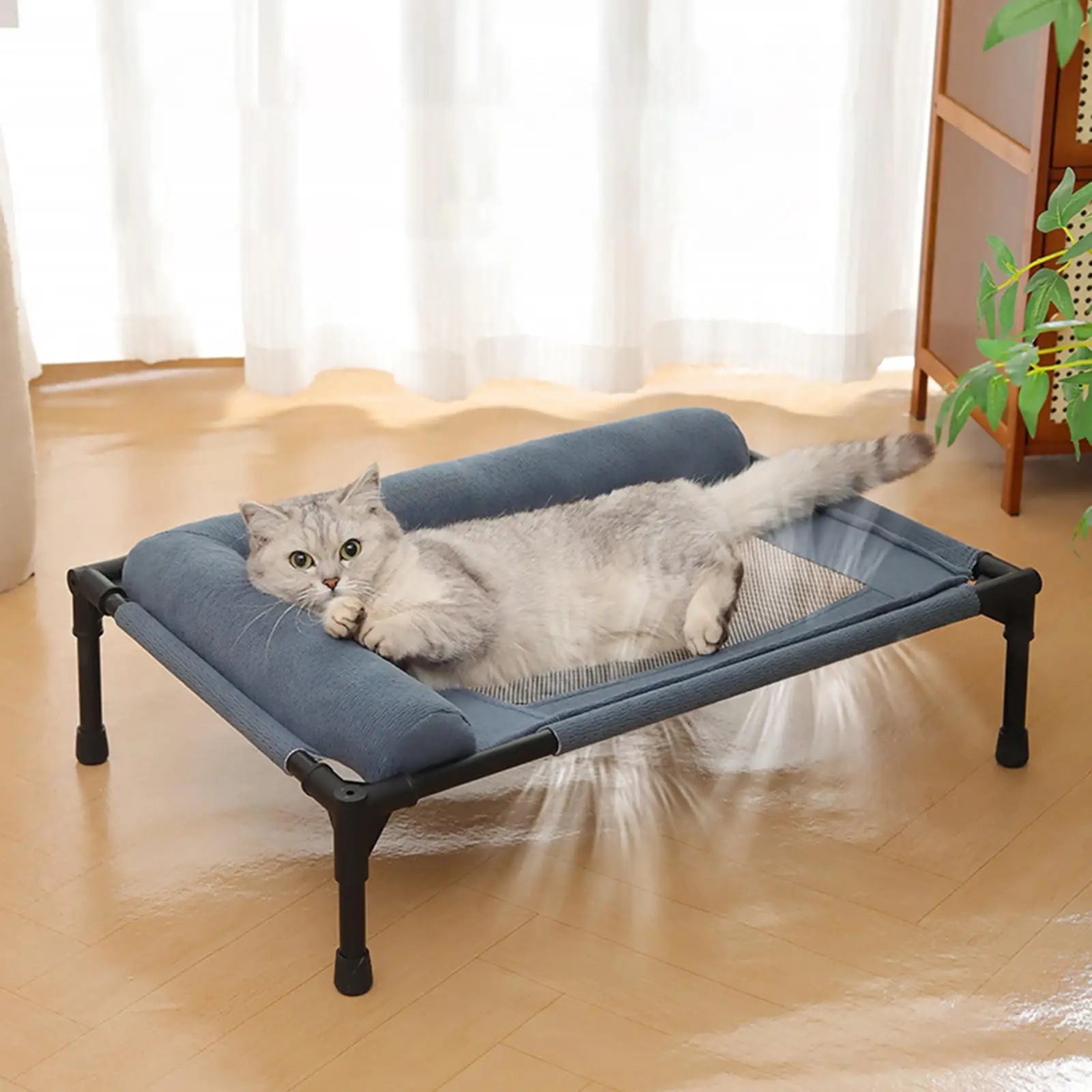 Elevated Cooling Dog Bed Outdoor Raised Cat Bed Pet Washable Raised Bed Hammock Cat Bed for Cats Dogs Breathable Colth Bed