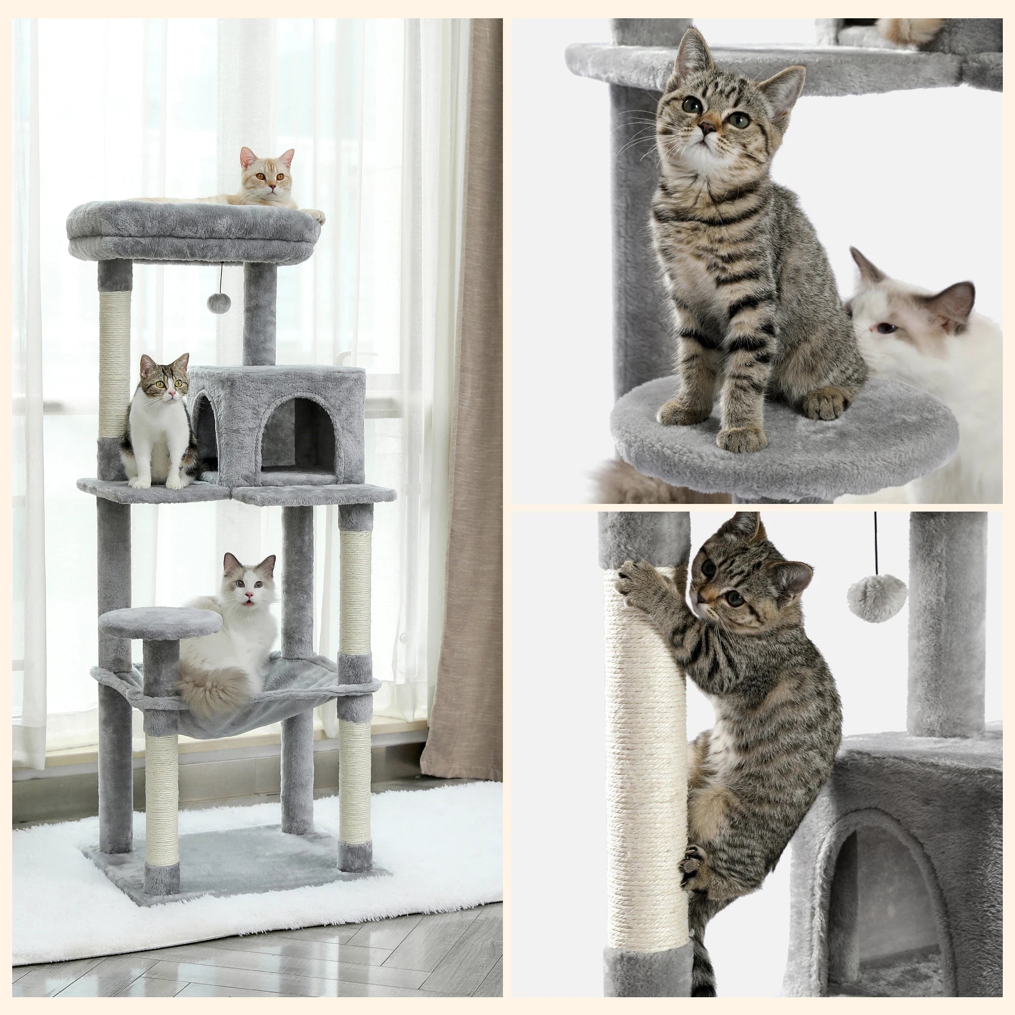 Free Shipping  Multi-Level Cat Tree For Cats With Cozy Perches Stable Cat Climbing Frame Cat Scratch Board Toys Cat Furniture