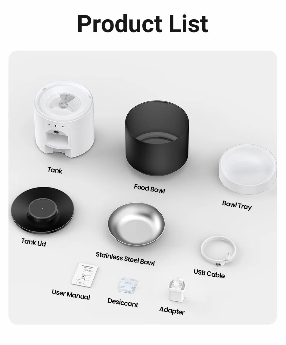 ROJECO Automatic Dog Feeder With Camera Video Pet Food Dispenser Smart APP Remote Control Auto Feeder For Kitten Cat Accessories