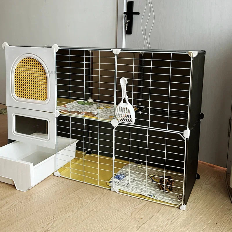 Modern Large Free Space Cat Cage with Cats Litter Box Integrated Household Indoor Pet Cat House  Minimalist Cages for Cats Villa