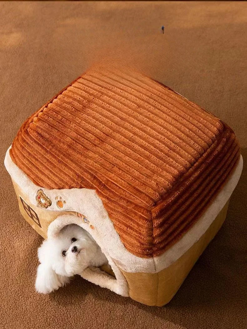 Cute Pet House with Foldable Soft Pet Bed Detachable Washable Pet Castle Suitable for Small Medium-sized Dogs and Cat Cave Nests