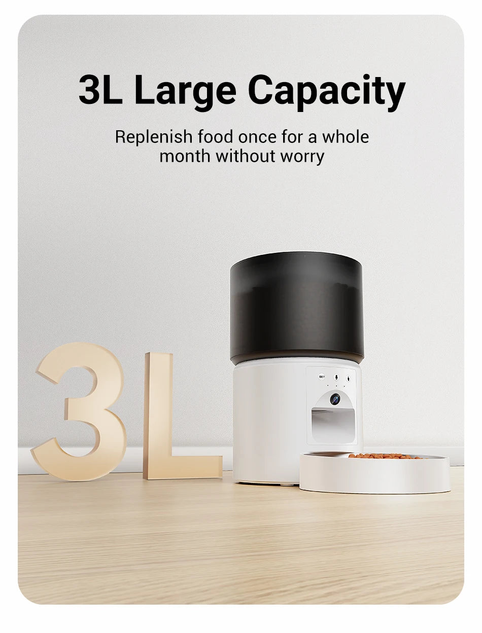 ROJECO Automatic Dog Feeder With Camera Video Pet Food Dispenser Smart APP Remote Control Auto Feeder For Kitten Cat Accessories