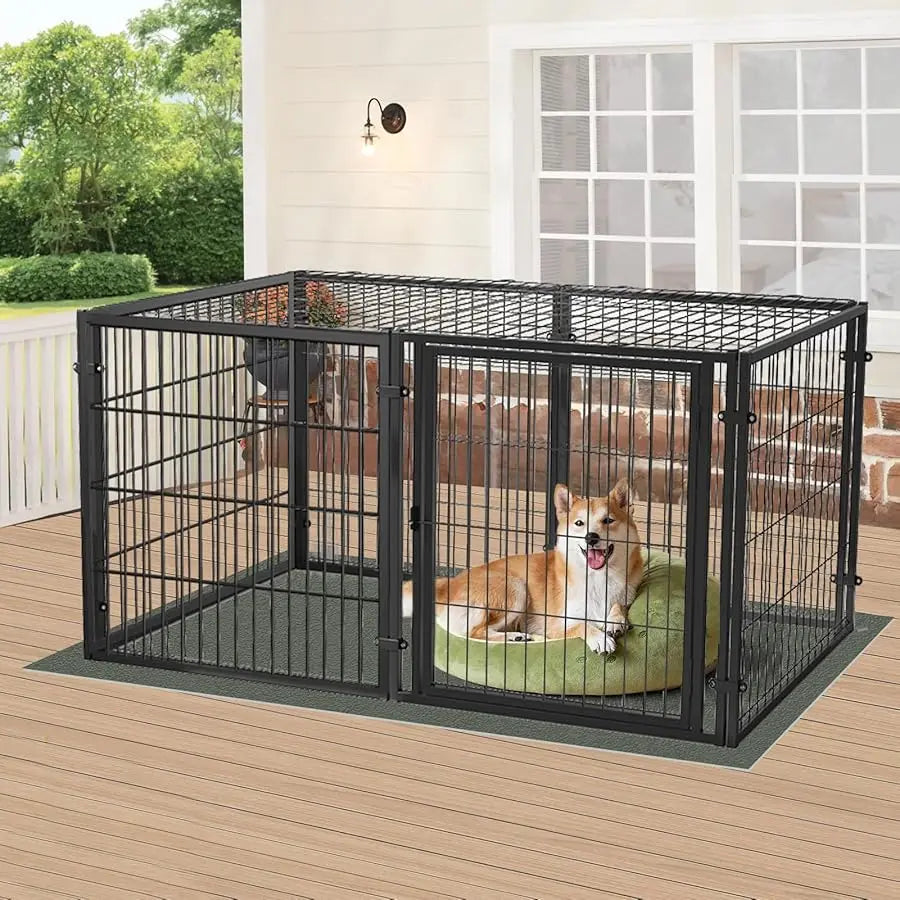 Large Dog Crate – 59 Inch Metal Kennel for Medium and Small Dogs, Safe Indoor & Outdoor XL Big Puppy Cage, Pet Playpen Yard, Dog