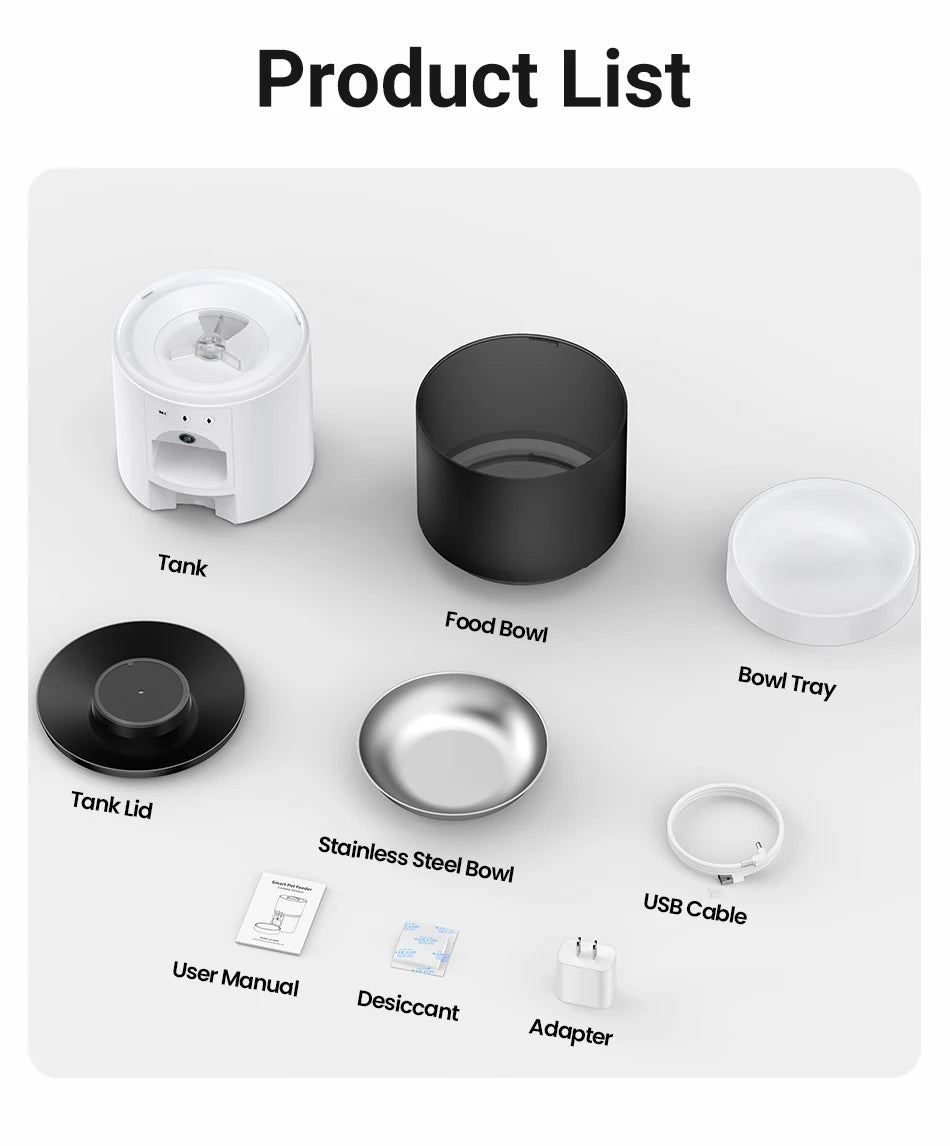 ROJECO Automatic Dog Feeder With Camera Video Pet Food Dispenser Smart APP Remote Control Auto Feeder For Kitten Cat Accessories