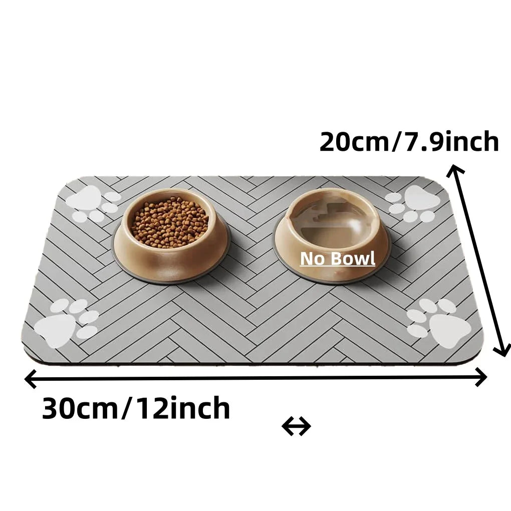 Pet Feeding Mat, Waterproof Placemat for Dog & Cat Food & Water Bowls, Quick-Dry Rubber Backing