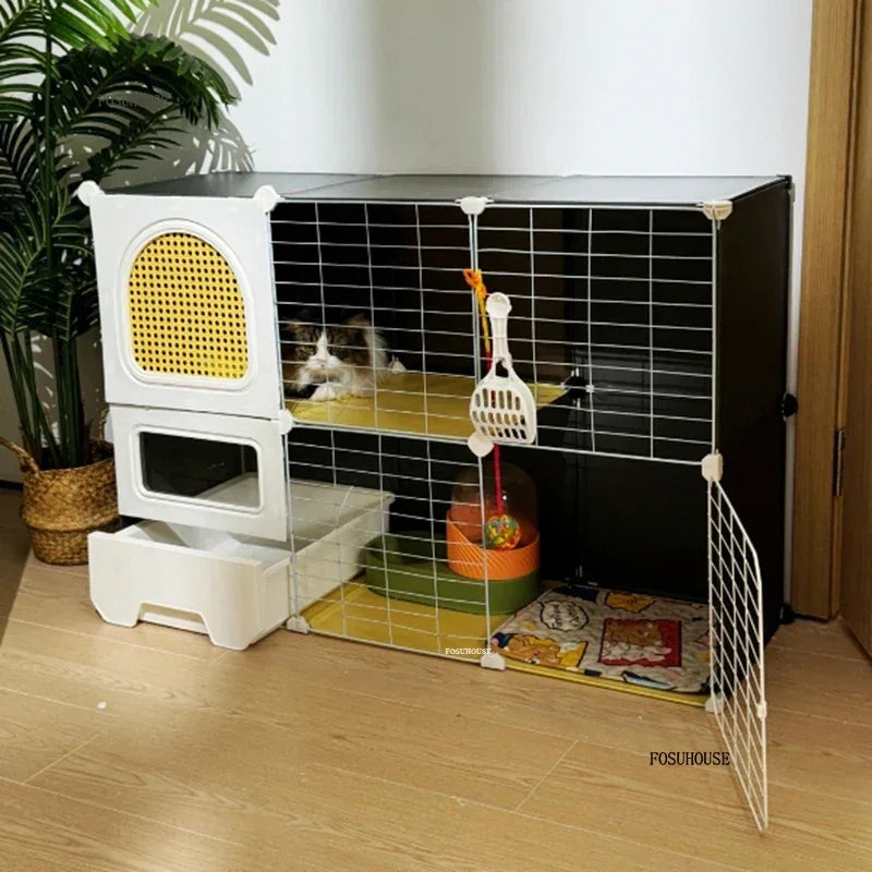 Modern Large Free Space Cat Cage with Cats Litter Box Integrated Household Indoor Pet Cat House  Minimalist Cages for Cats Villa