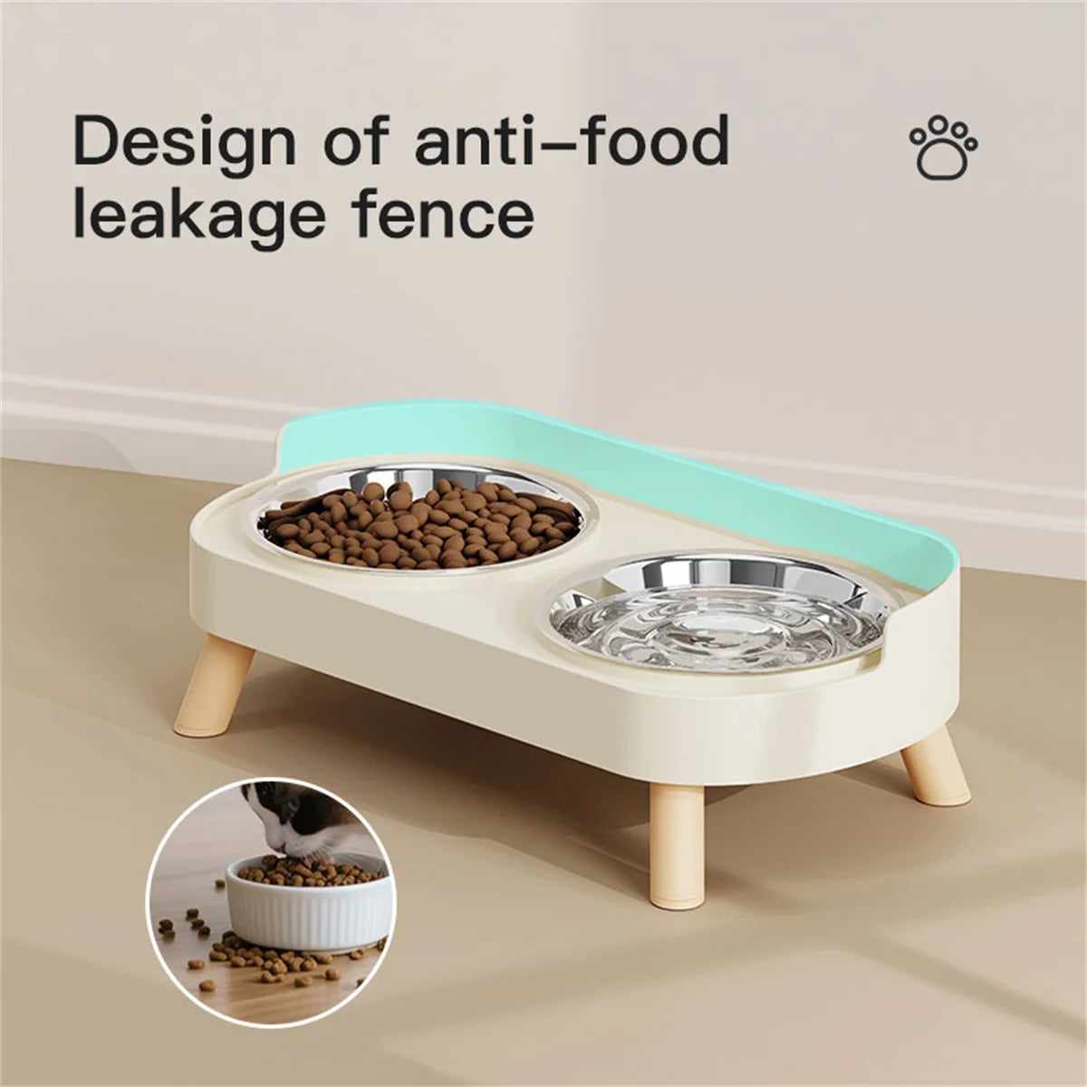 A Colorful Dopamine Pet Double Bowl Fashion Feeding Large Capacity Stainless Steel Dog Bowl Drinking Water Neck Cat Double Bowl