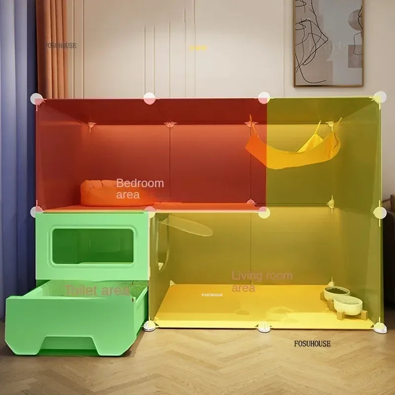 Modern Large Free Space Cat Cage with Cats Litter Box Integrated Household Indoor Pet Cat House  Minimalist Cages for Cats Villa