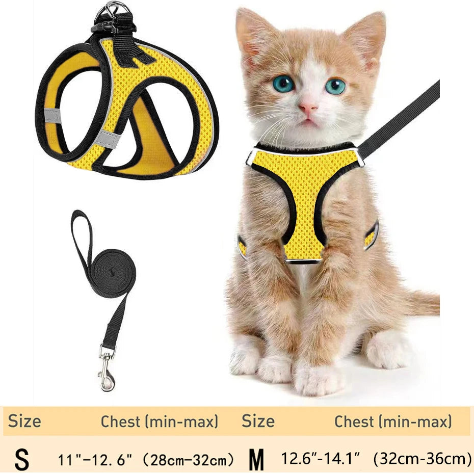 Cat Harness and Leash for Walking Escape Proof, Adjustable Kitten Vest Harness Reflective Soft Mesh Puppy Harness for Outdoor, C