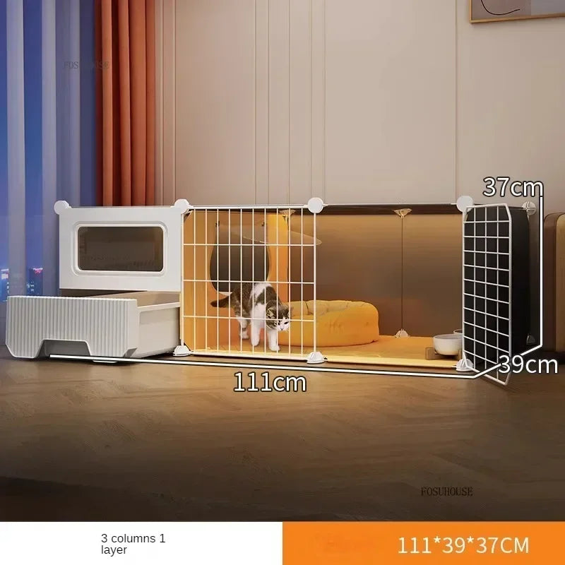 Modern Large Free Space Cat Cage with Cats Litter Box Integrated Household Indoor Pet Cat House  Minimalist Cages for Cats Villa