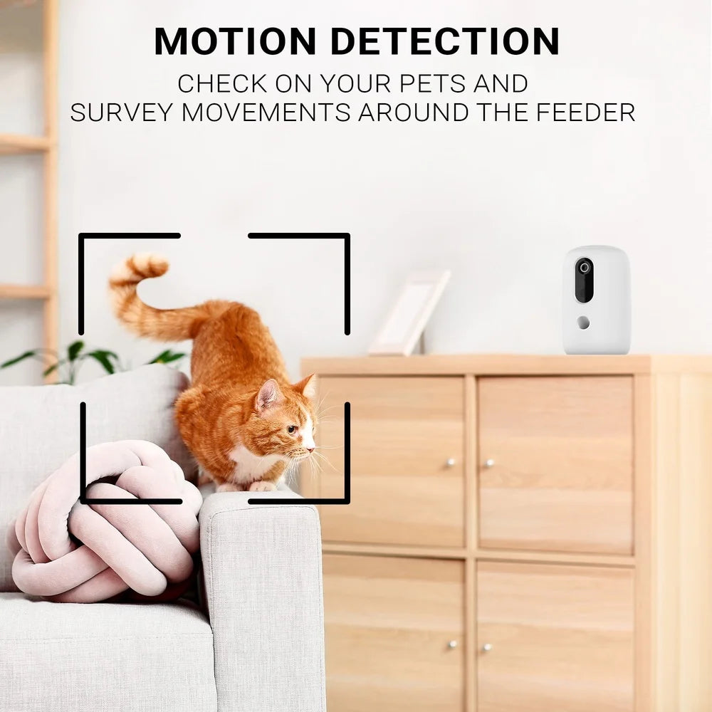 App Enabled Automatic Pet Treat Dispenser with HD Camera Two Way Audio Motion Sensor Cats and Dogs Interactive Feeder