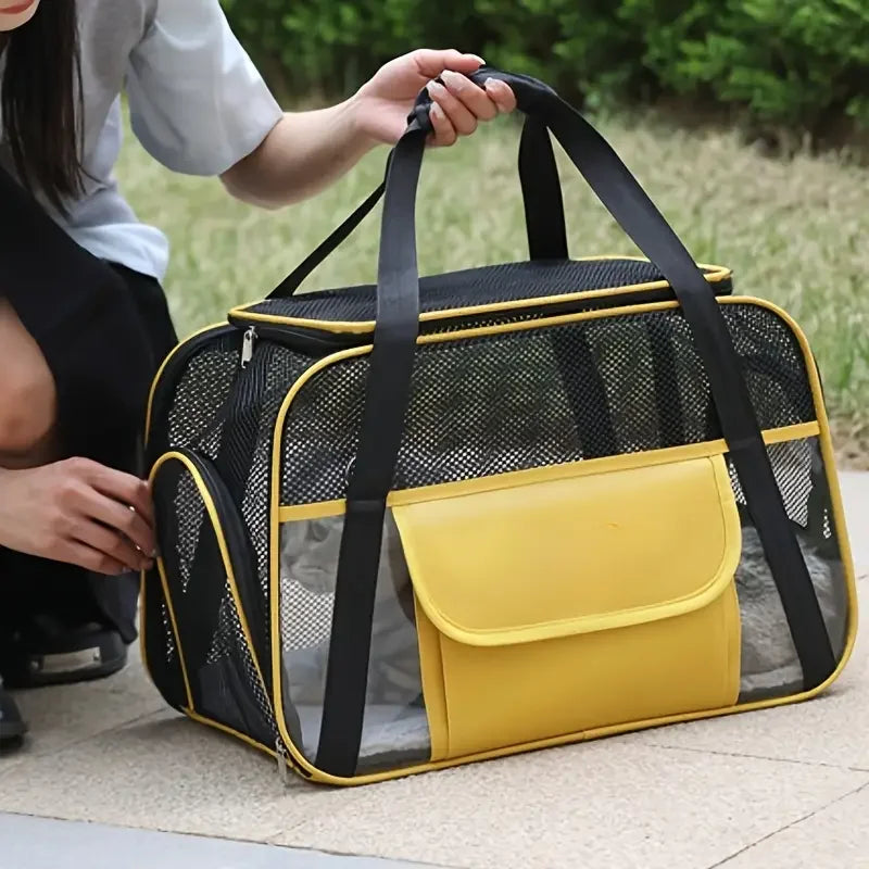 Pets Cat Dog Carrier Soft-Sided Pet Travel Carrier Multi-Sided Breathable Small Dog Cat Outdoor Tent Carrier Outgoing Handbag