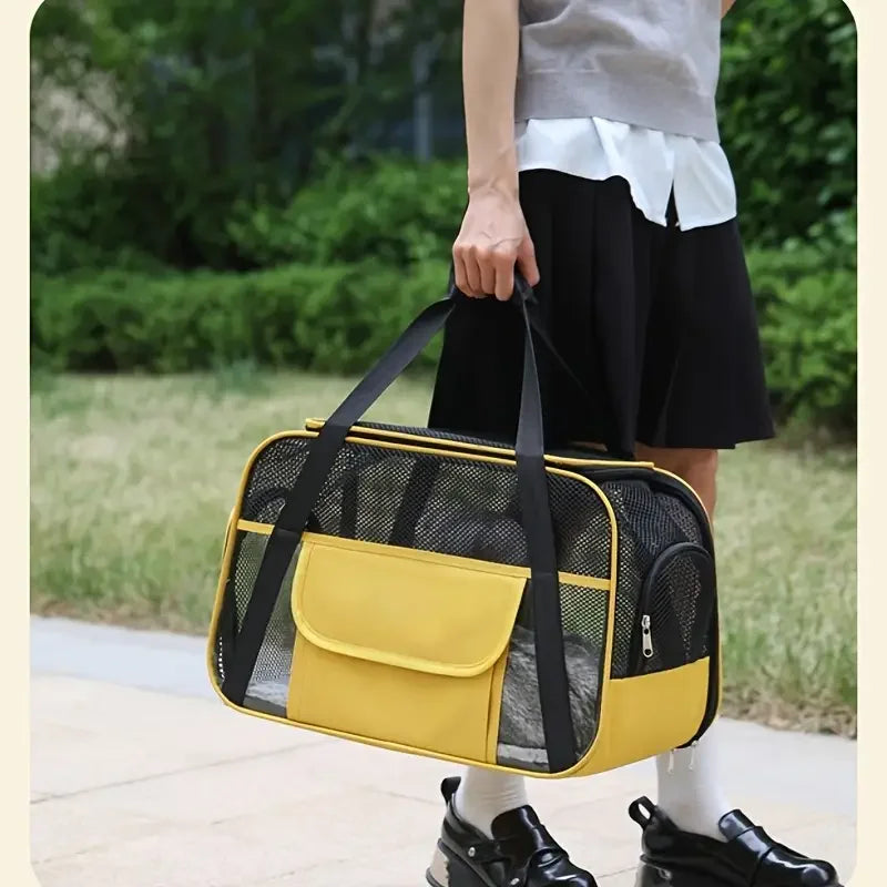 Pets Cat Dog Carrier Soft-Sided Pet Travel Carrier Multi-Sided Breathable Small Dog Cat Outdoor Tent Carrier Outgoing Handbag