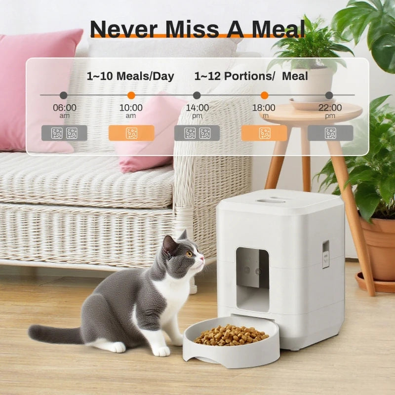 2025 New 2L WiFi Smart Pet Feeder Auto Cat and Dog Food Dispenser Remote App Controlled Slow Feed Timer Quantitative Feeding