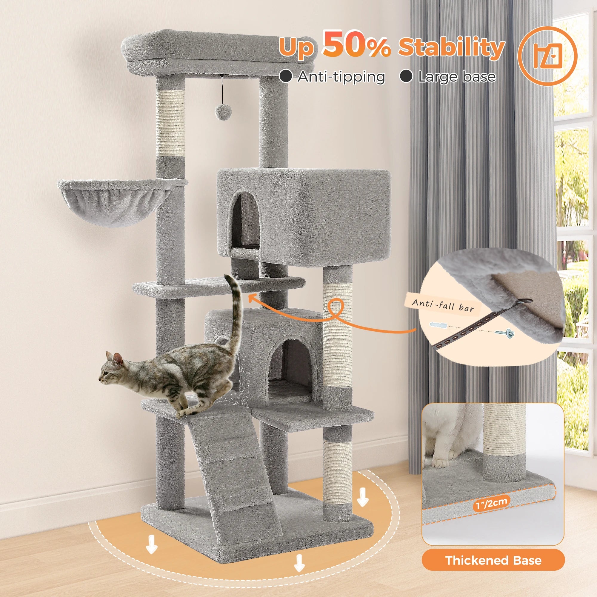 Free Shipping  Multi-Level Cat Tree For Cats With Cozy Perches Stable Cat Climbing Frame Cat Scratch Board Toys Cat Furniture