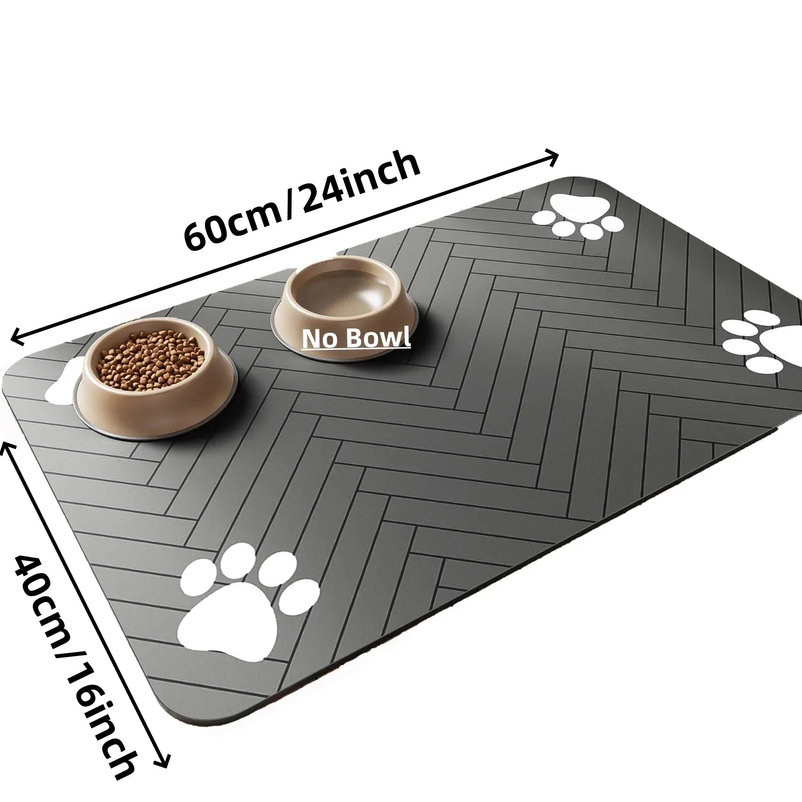 Pet Feeding Mat, Waterproof Placemat for Dog & Cat Food & Water Bowls, Quick-Dry Rubber Backing