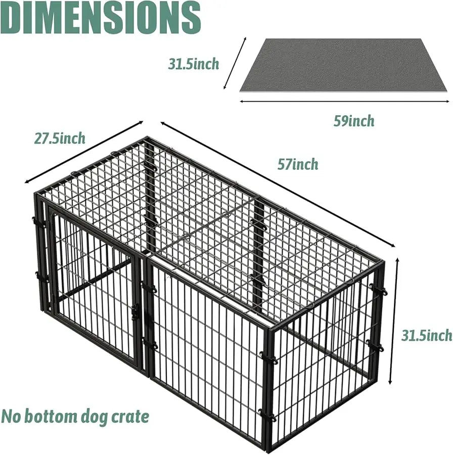 Large Dog Crate – 59 Inch Metal Kennel for Medium and Small Dogs, Safe Indoor & Outdoor XL Big Puppy Cage, Pet Playpen Yard, Dog