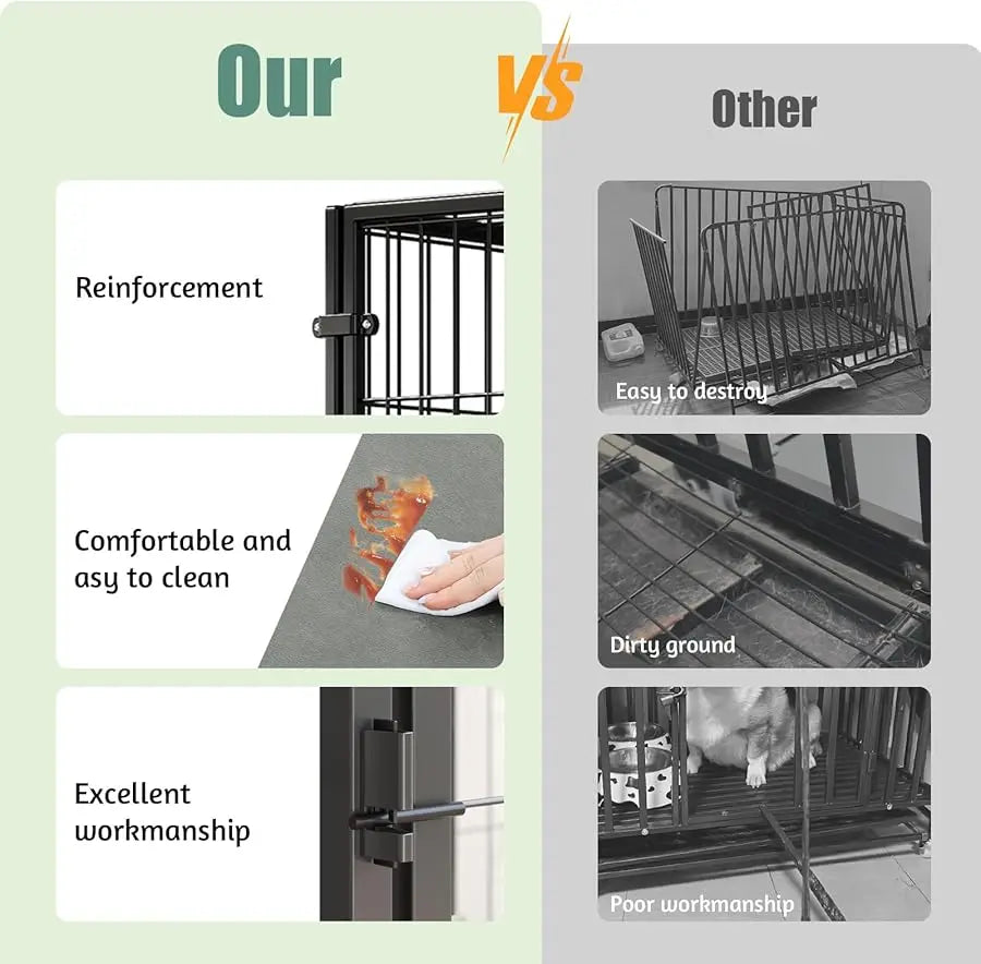 Large Dog Crate – 59 Inch Metal Kennel for Medium and Small Dogs, Safe Indoor & Outdoor XL Big Puppy Cage, Pet Playpen Yard, Dog