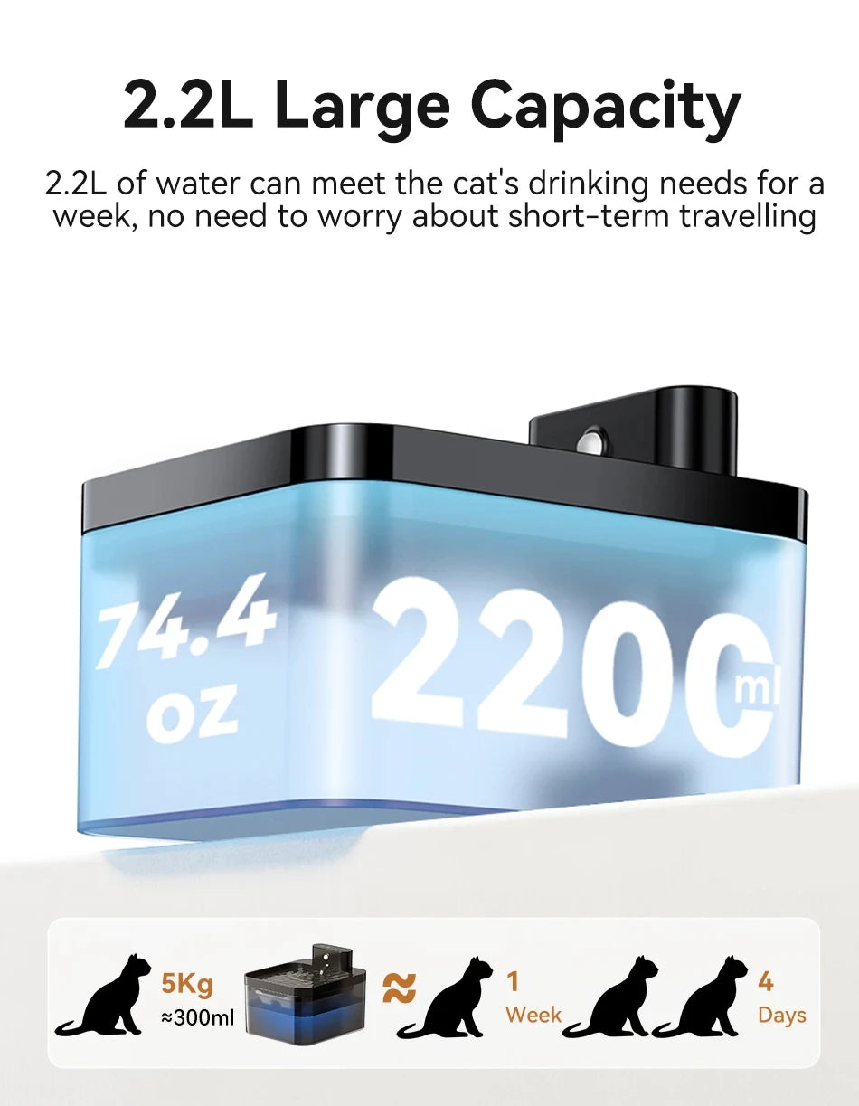 Wireless Automatic Cat Water Fountain 2600mAh Pet Water Dispenser For Dog Cat Infrared Sensor Smart Pet Drinkier Fountain
