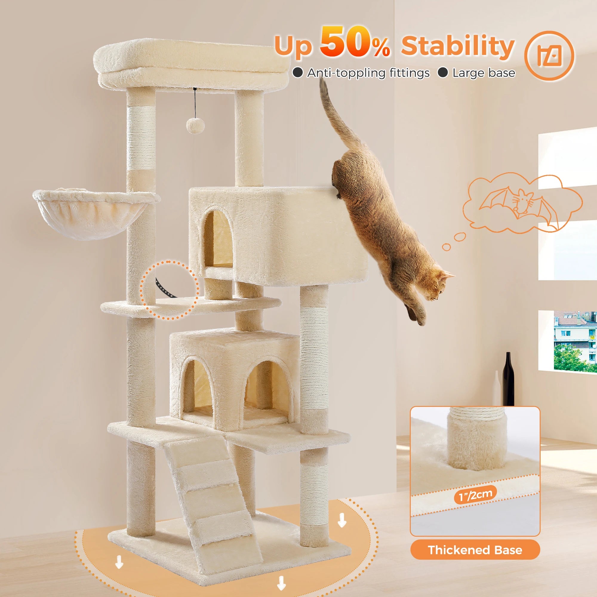 Free Shipping  Multi-Level Cat Tree For Cats With Cozy Perches Stable Cat Climbing Frame Cat Scratch Board Toys Cat Furniture