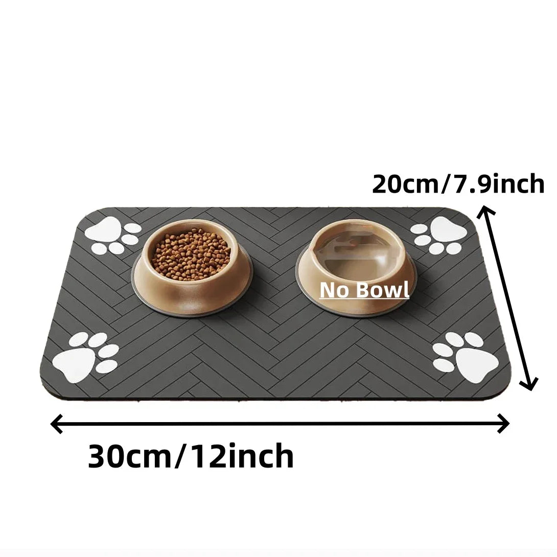 Pet Feeding Mat, Waterproof Placemat for Dog & Cat Food & Water Bowls, Quick-Dry Rubber Backing