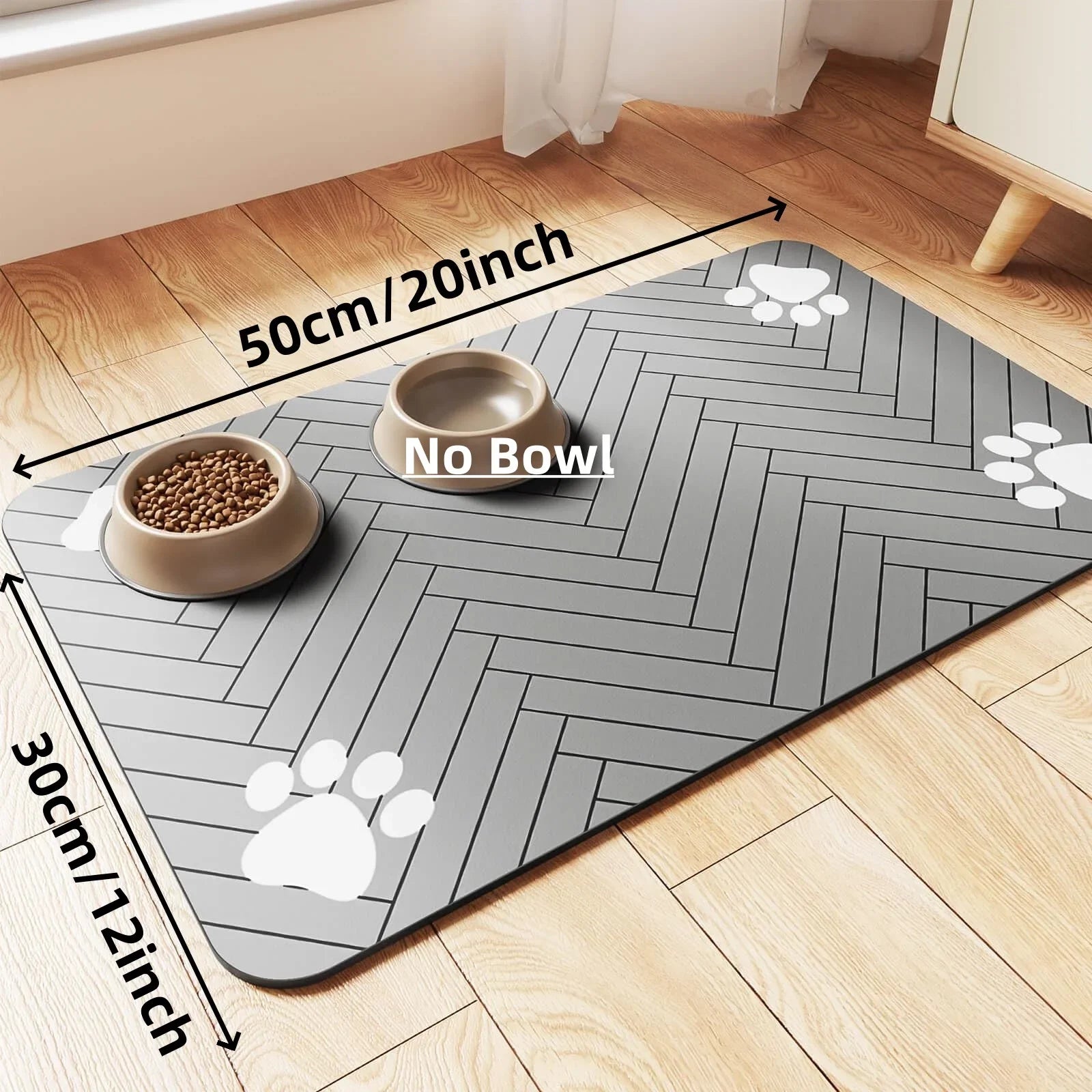 Pet Feeding Mat, Waterproof Placemat for Dog & Cat Food & Water Bowls, Quick-Dry Rubber Backing