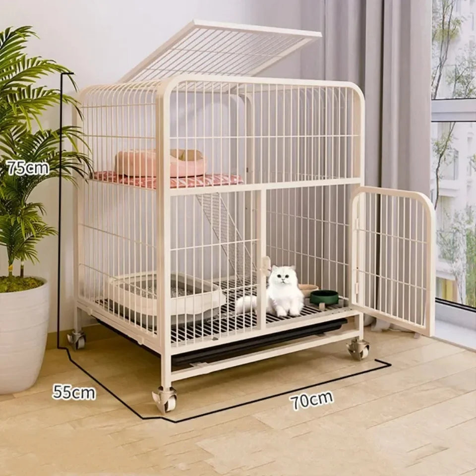 Iron Mesh Cat Cages Duplex Luxury Large Space Dogs House Metal Dog Crate with Door Double Layer Luxury Climbing Frame Pet Cage