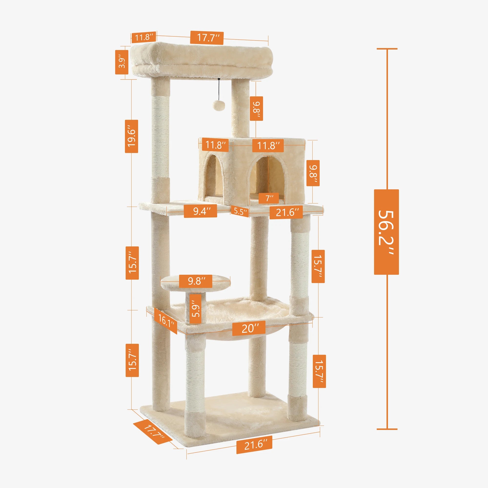 Free Shipping  Multi-Level Cat Tree For Cats With Cozy Perches Stable Cat Climbing Frame Cat Scratch Board Toys Cat Furniture