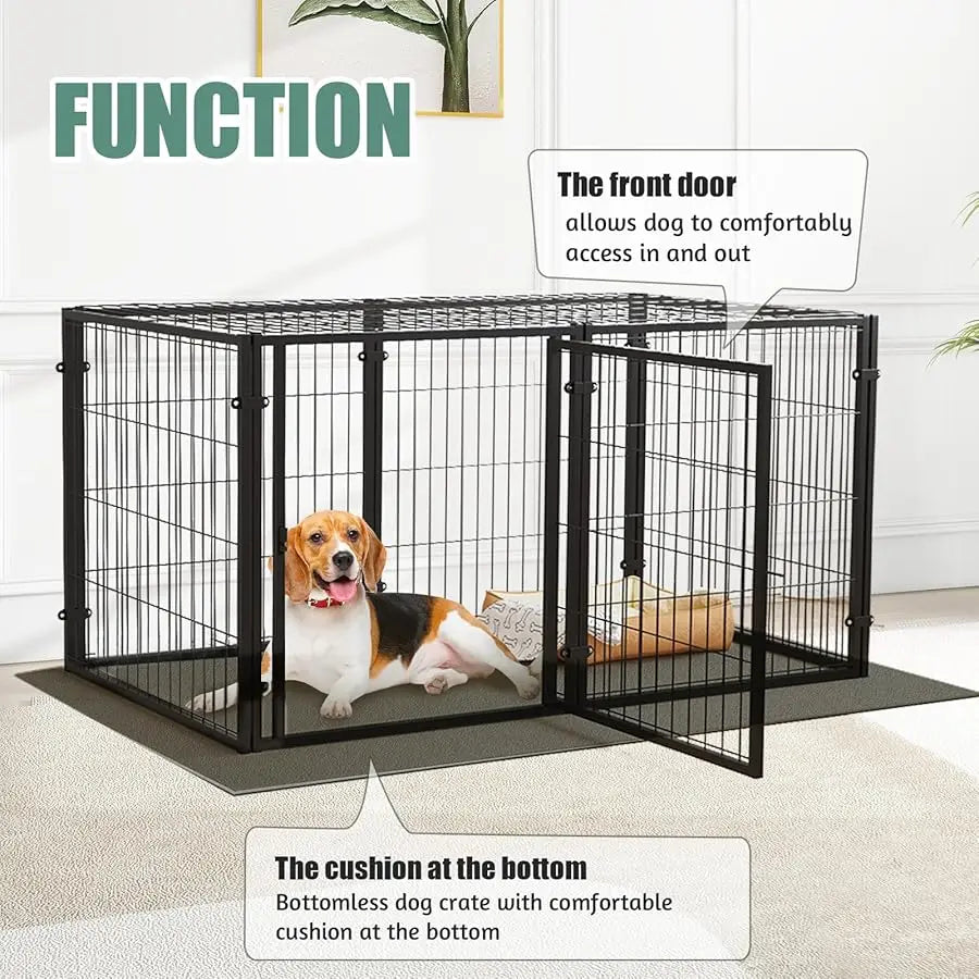 Large Dog Crate – 59 Inch Metal Kennel for Medium and Small Dogs, Safe Indoor & Outdoor XL Big Puppy Cage, Pet Playpen Yard, Dog
