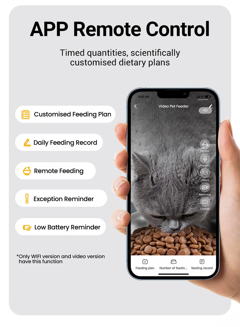 ROJECO Automatic Dog Feeder With Camera Video Pet Food Dispenser Smart APP Remote Control Auto Feeder For Kitten Cat Accessories