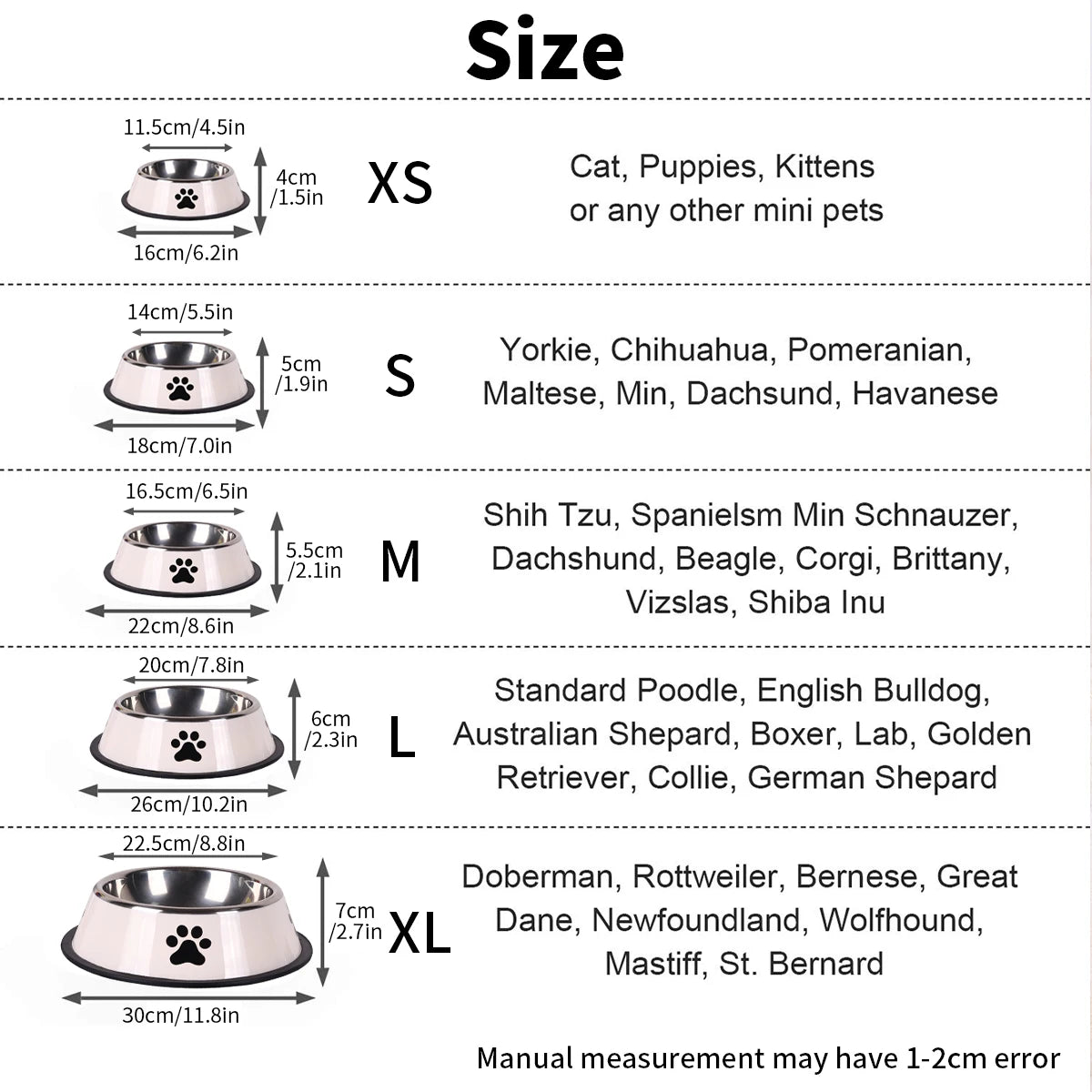 1PC Stainless Steel Pet Bowl Cat Bowl Dog Food Bowl Multi-Specification Anti-fall Food Bowl Food Bowl Feeding Pet Supplies
