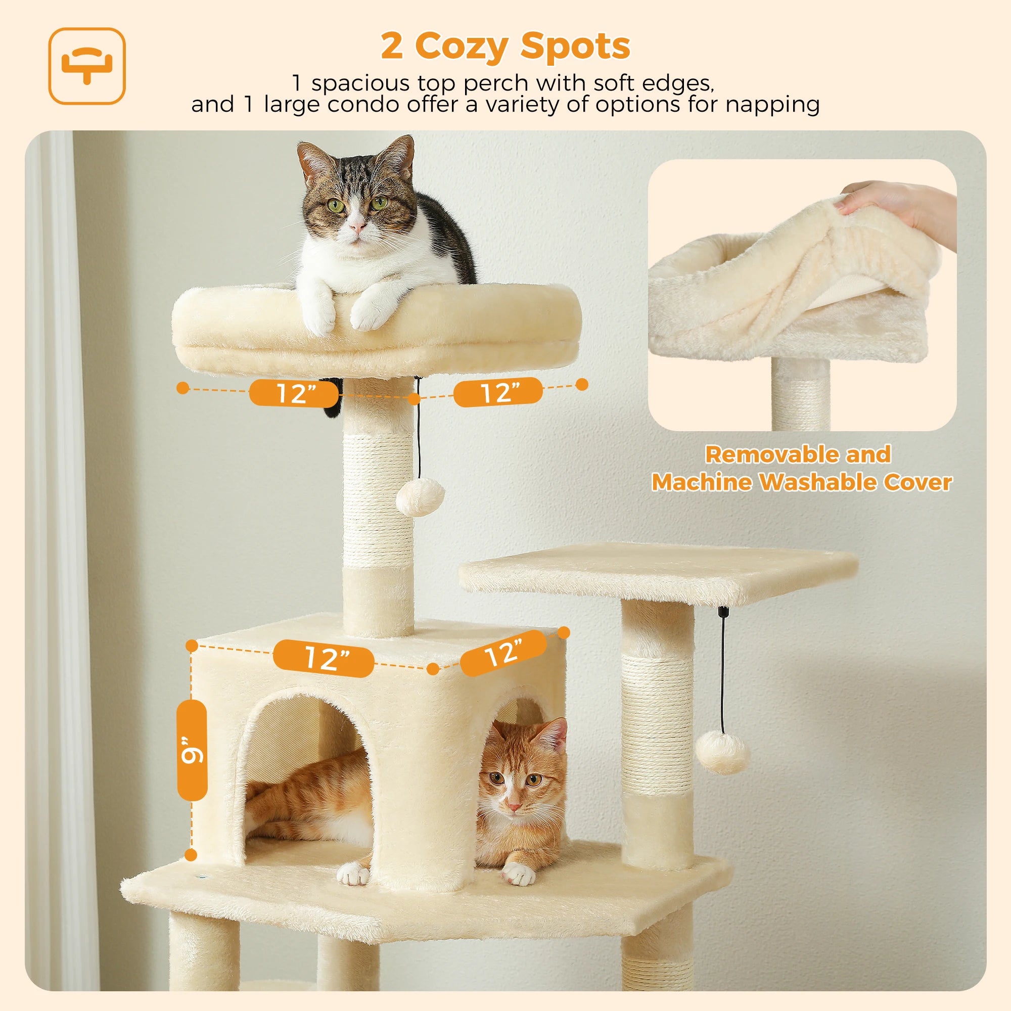 Large Cat Tree and Tower for Indoor Cats With Sisal-Covered Scratching Posts Spacious Hammock Padded Perches and Condos Cat Toys