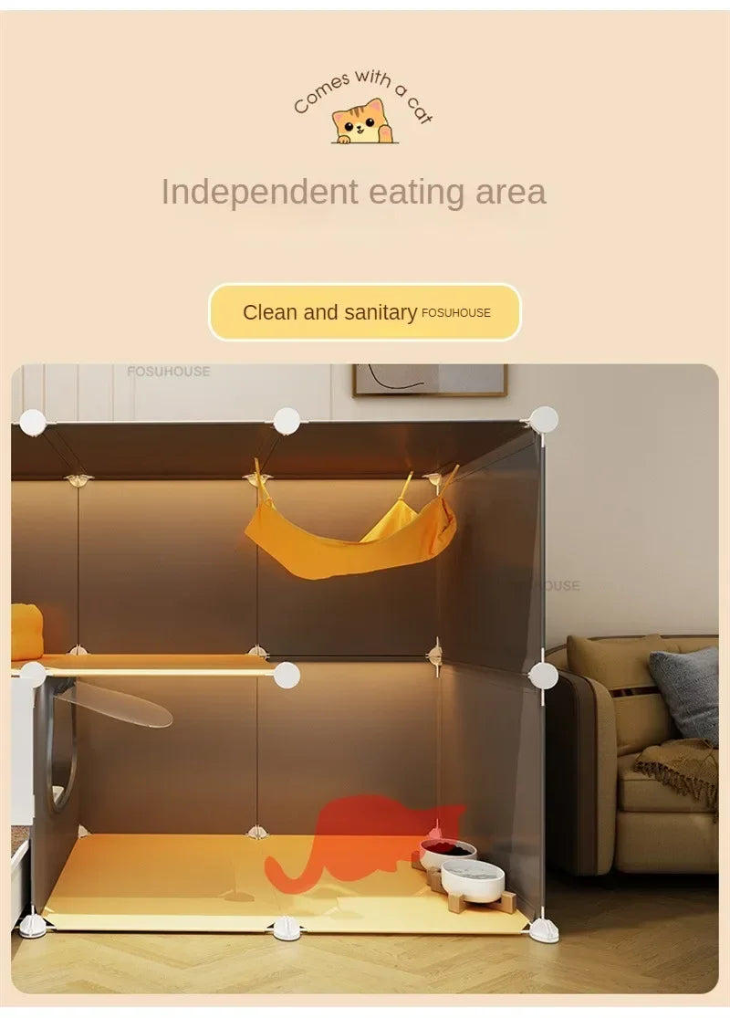 Modern Large Free Space Cat Cage with Cats Litter Box Integrated Household Indoor Pet Cat House  Minimalist Cages for Cats Villa