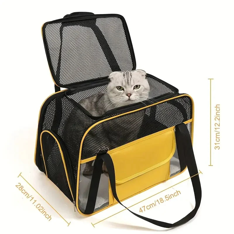 Pets Cat Dog Carrier Soft-Sided Pet Travel Carrier Multi-Sided Breathable Small Dog Cat Outdoor Tent Carrier Outgoing Handbag